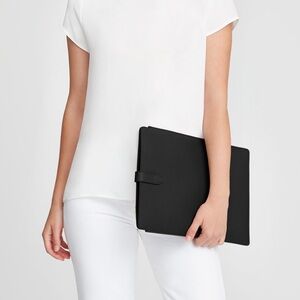 Cuyana Black Pebbled Leather Laptop Sleeve 13 in.